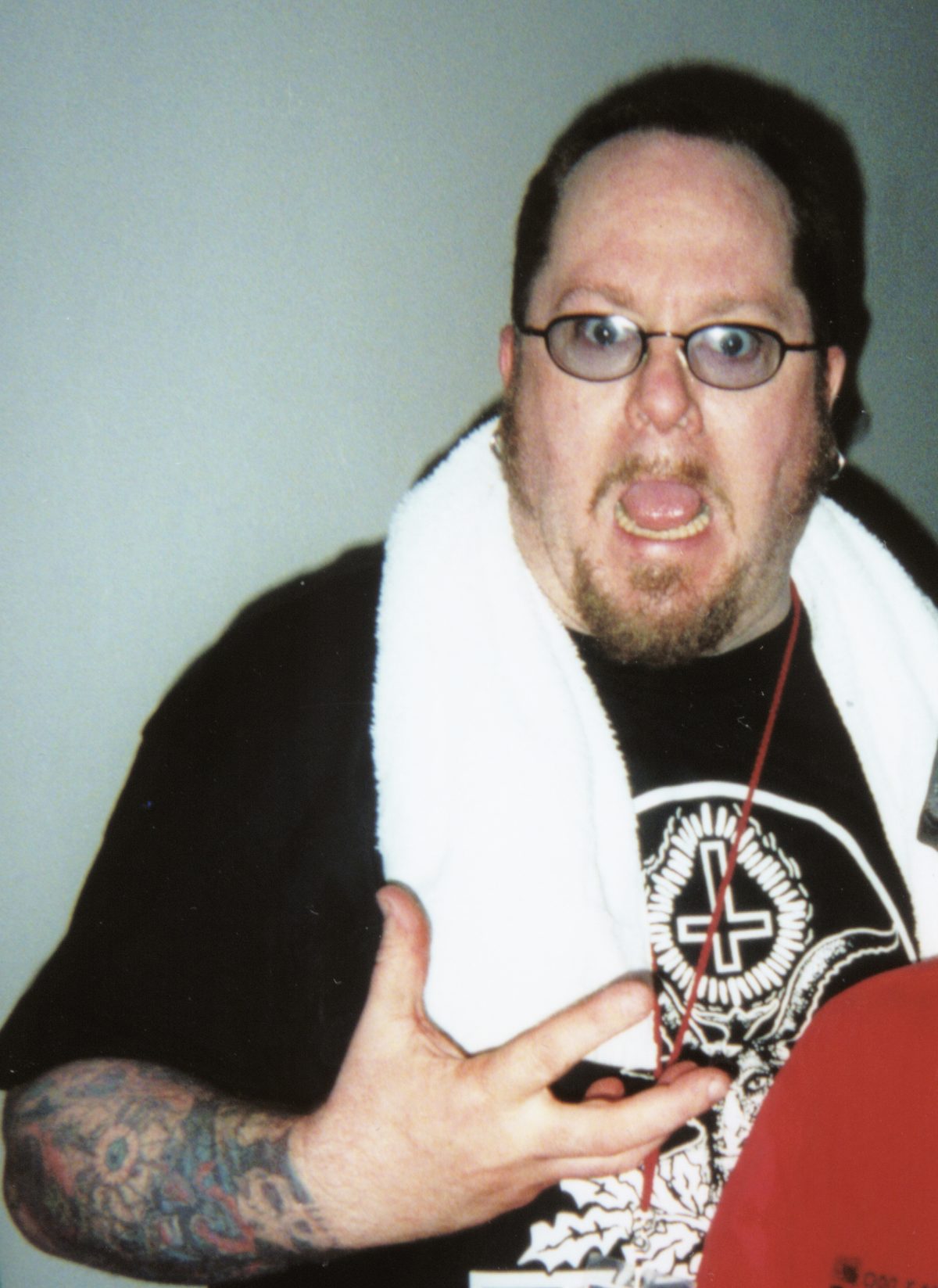 Bassist Casey Orr on stage in costume as Beefcake the Mighty with GWAR in 2002