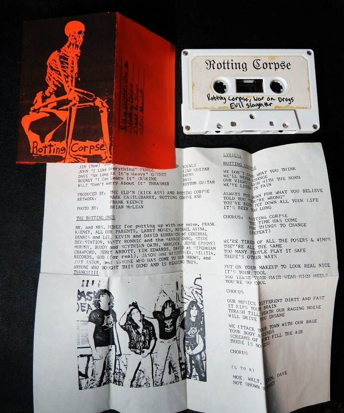 1986 demo tape insert with lyric sheet and band photo
