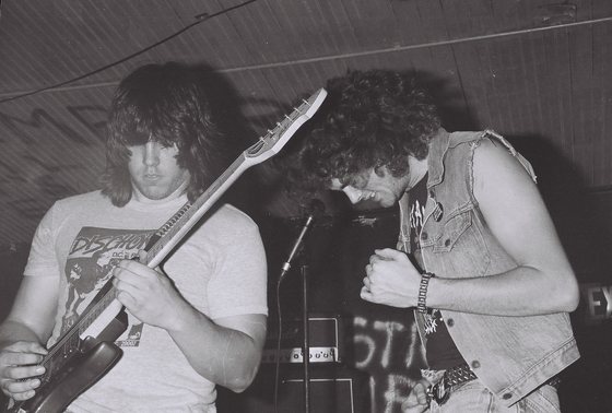 Rotting Corpse live onstage, mid-1980s